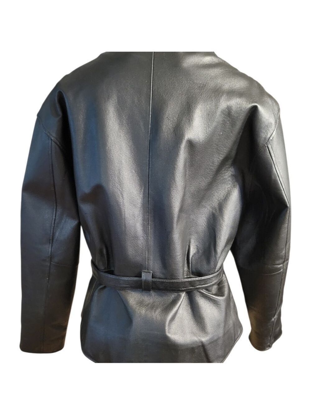 Marcia Collections Womens Leather Black Jacket 2XL Biker Sleek - Picture 4 of 6